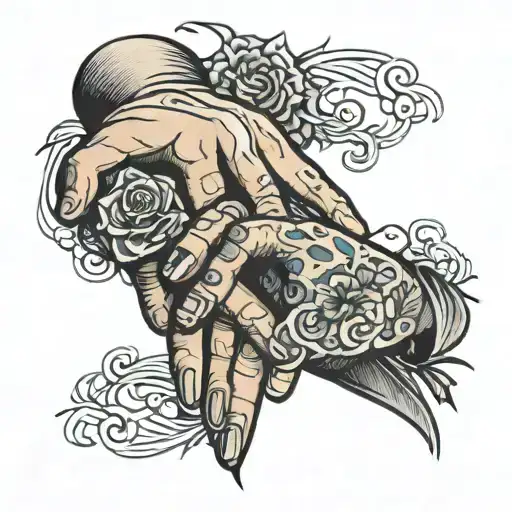 grief brother hold the hand tattoo design idea