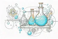 alchemy tattoo of chemical reaction of copper sulphite, nitric acid, zinc selenium and water tattoo design idea