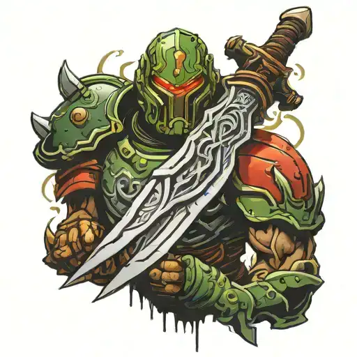 Doom slayer sword tattoo design idea