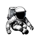 astronaut floating floating in space tattoo design idea