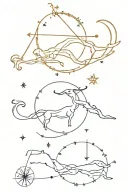 constellations sagittarius, taurus and aquarius assembled tattoo design idea