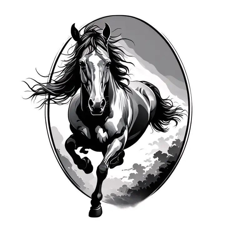 Horse Running tattoo design idea