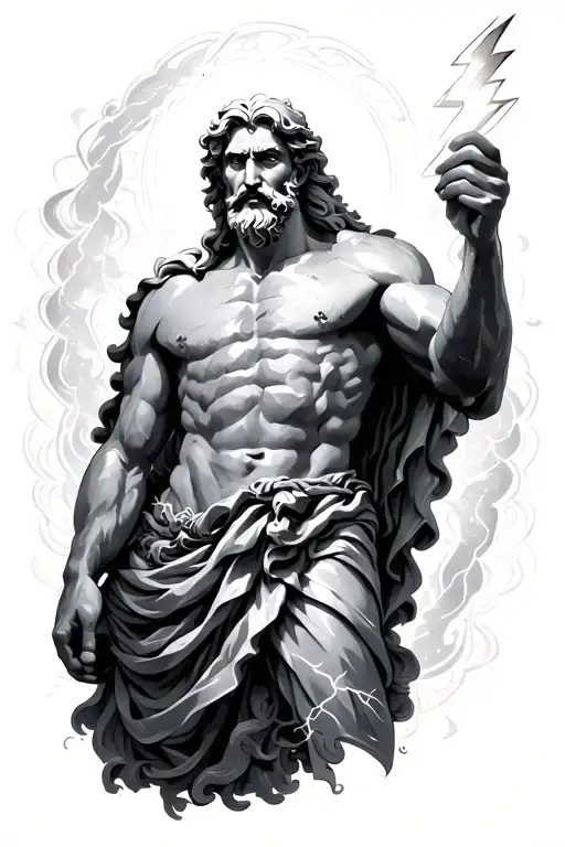 Zeus holding a lightning bolt tattoo design idea