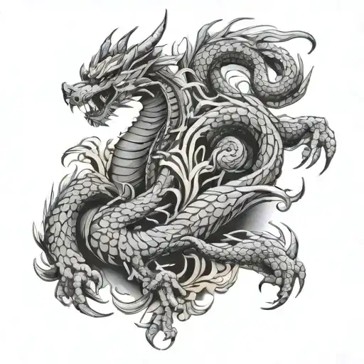 dragon and samurai tattoo design idea