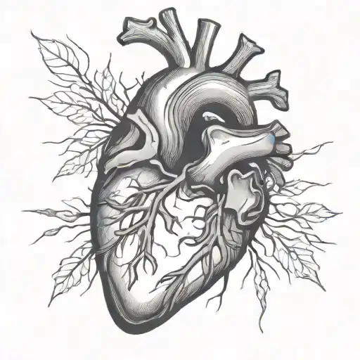 anatomical heart shattered tattoo design idea