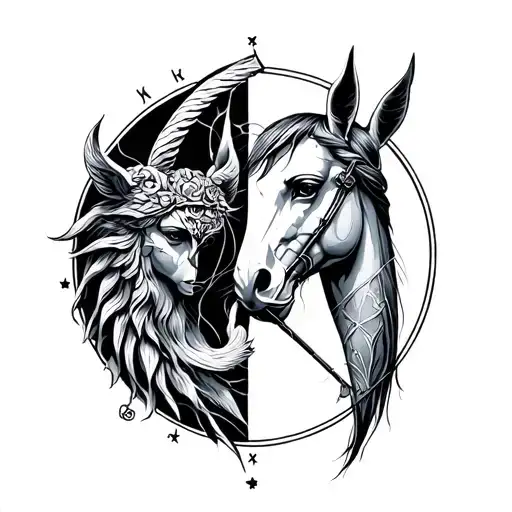 Libra And Sagittarius Combined tattoo design idea