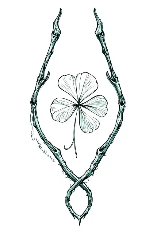 wishbone and clover 11 11 tattoo design idea