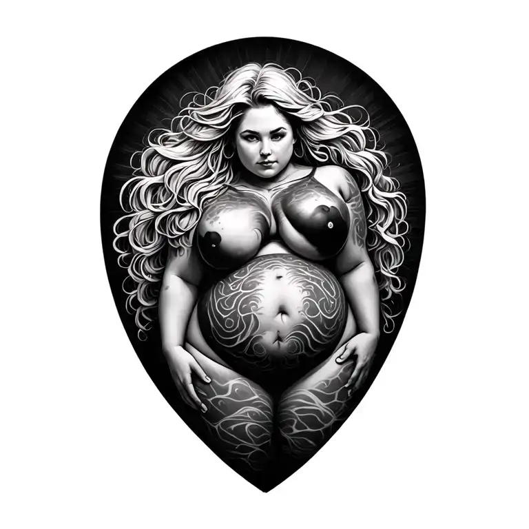 chubby white girl with stretch marks on her belly tattoo design idea