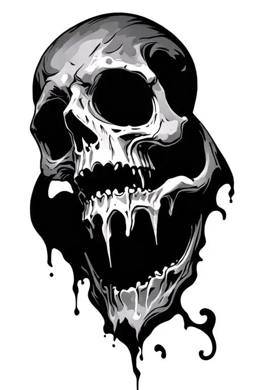 chaotic Ghost Skull sleeve tattoo design idea