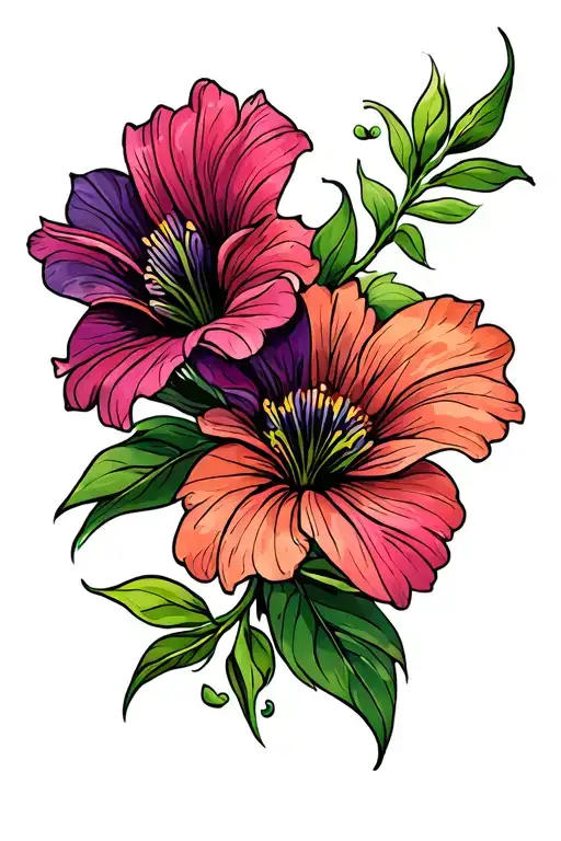 names incorporated within its petals tattoo design idea