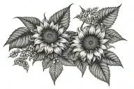 sunflowers and Viburnum Plant With tattoo design idea