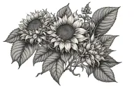 sunflowers and Viburnum Plant With tattoo design idea