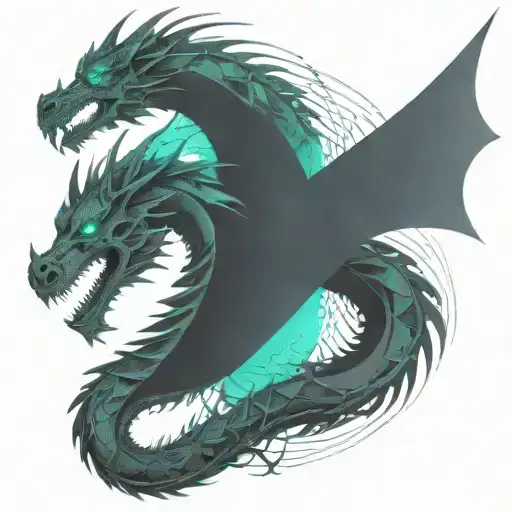 bipolar affectivity dragon two heads looking tattoo design idea
