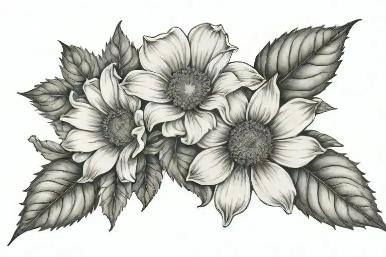 geranium and sunflower tattoo design idea
