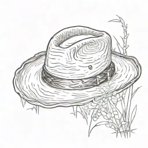Red Dead Redemption 2: Arthur Morgan's hat atop a grassy field in the American frontier tattoo design idea