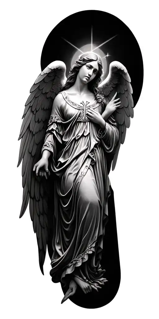 gothic styles Christian sleeve with biballically accurate angels  tattoo design idea
