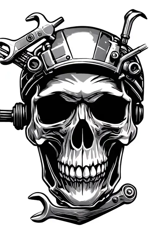 Skull Spanners welders motorcycles engineering enjoy tattoo design idea