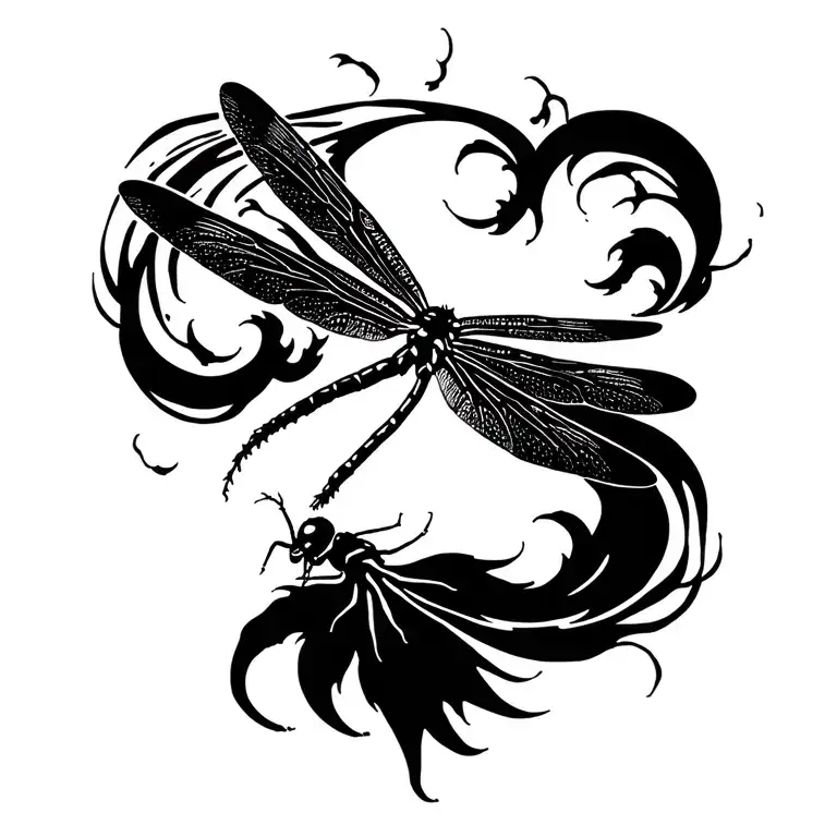 dragonfly landing tattoo design idea
