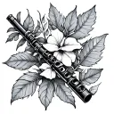 flute and leaves tattoo design idea