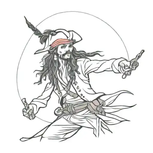 Jack sparrow running tattoo design idea