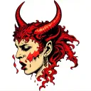 devil Whispering up into ear tattoo design idea