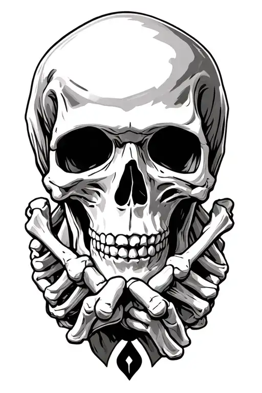 soldier skeleton bone through head tattoo holding tattoo design idea