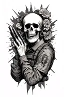 soldier skeleton bone through head tattoo holding tattoo design idea