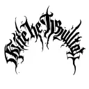 "Bite The Bullet" Blackwork Dark Lettering Calligraphy Chaotic Hardcore, Soft-Edge, High-Contrast Black Ink tattoo design idea