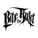"Bite The Bullet" Blackwork Dark Lettering Calligraphy Chaotic Hardcore, Soft-Edge, High-Contrast Black Ink tattoo design idea