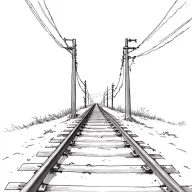pencil sketch of a telephone wire and a derelict railroad track. tattoo design idea