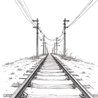 pencil sketch of a telephone wire and a derelict railroad track. tattoo design idea