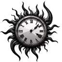 sun with clock tattoo design idea