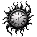 sun with clock tattoo design idea