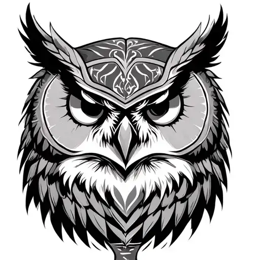 owl viking warrior tattoo design idea