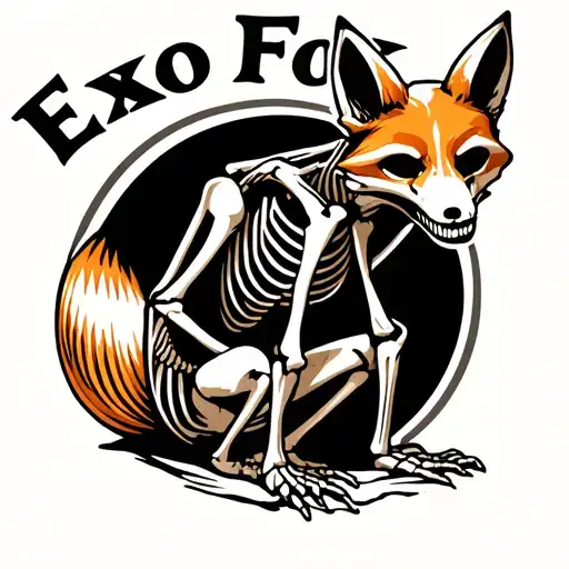 "ExoFox" Logo of fox skeleton sitting alone. tattoo design idea