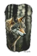 wolf blue eyes forest landscape tattoo design idea