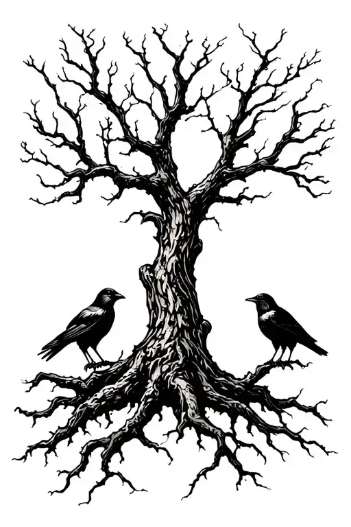 Poison Tree with 2 crows  tattoo design idea