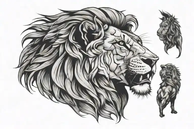choking a lion tattoo design idea