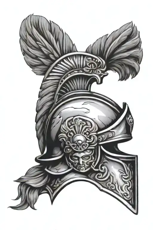 Feminine helmet of Alexander the Great and Leonidas the Spartan tattoo design idea