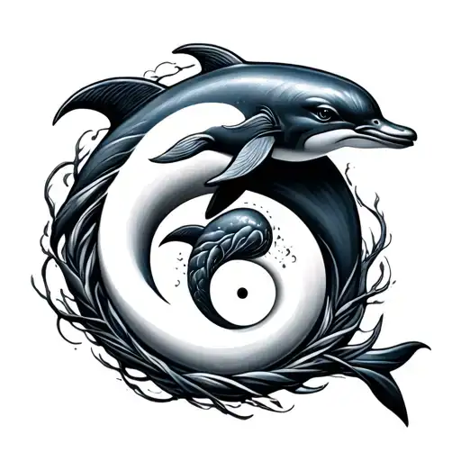 Dolphin Yin Yang tattoo design idea