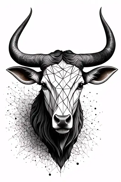 geometric taurus head tattoo design idea
