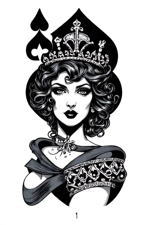slut Queen of spade card tattoo design idea
