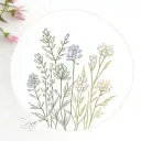 circle with flowers at the bottom of harebell, lupine flower, indian paintbrush, and fireweed tattoo design idea