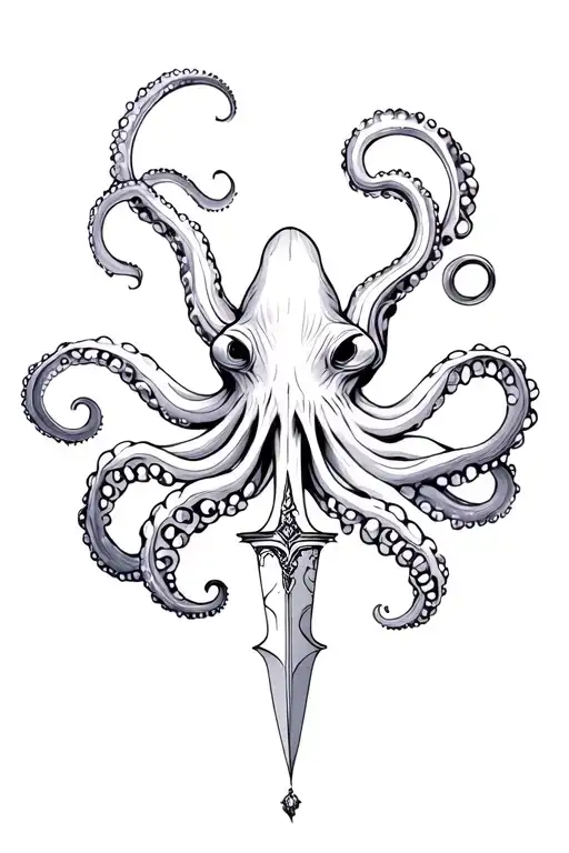 octopus dagger tentacles tattoo design idea