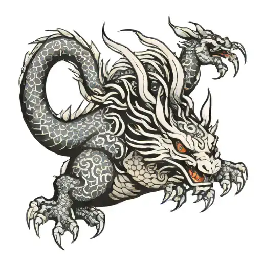 dragon around a rabbit tattoo design idea
