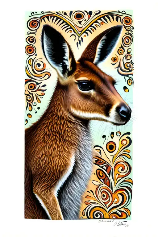 Kangaroo aboriginal art tattoo design idea