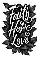 faith hope love letter written tattoo design idea
