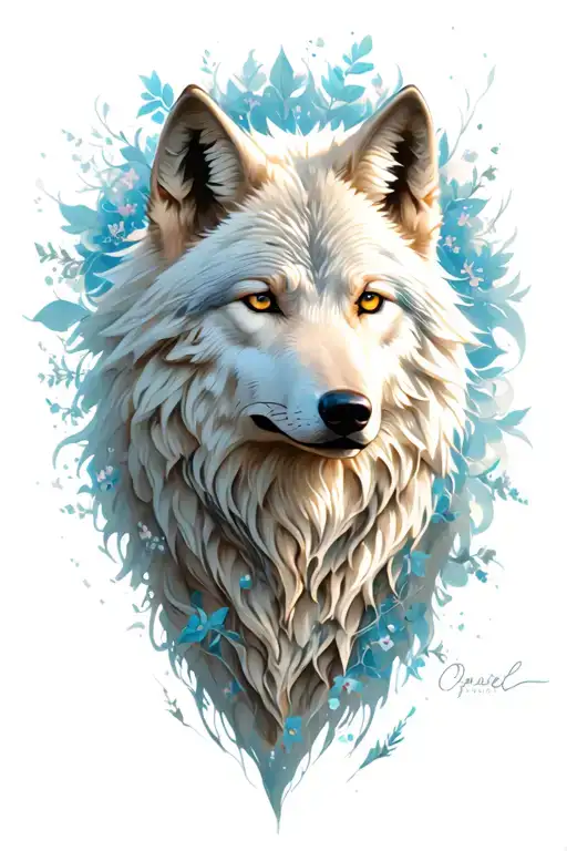 white wolf tattoo design idea