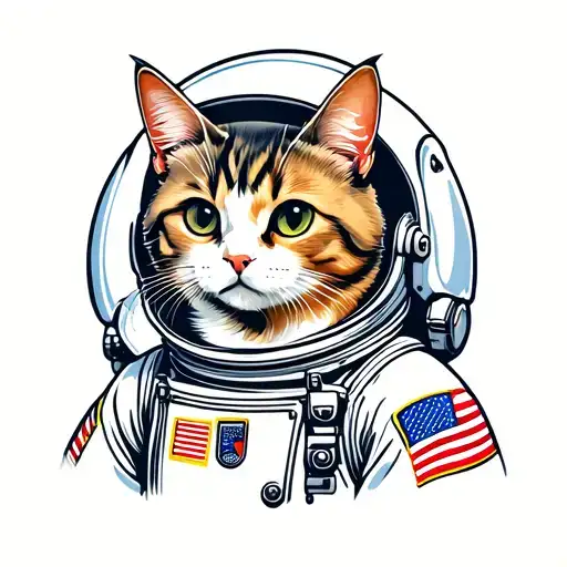 Cats in astronaut suit tattoo design idea
