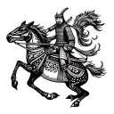 samurai frog riding horse tattoo design idea